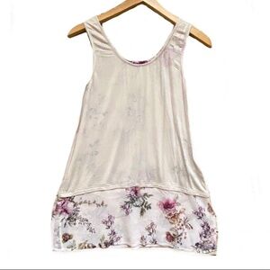 Origami Tank Top Small Romantic Boutique Floral Hem Burnout SoftGirl Stretch